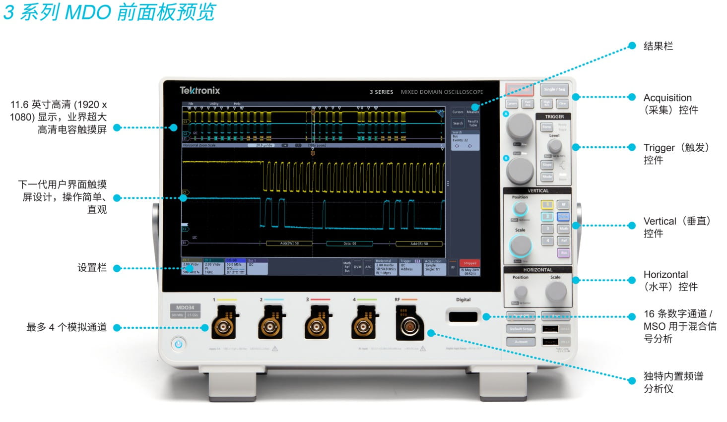 泰克 3系列 MDO混合域示波器(图1) 3-Series-MDO-Mixed-Domain-Oscilloscopes-Datasheet-EN_US-13-L